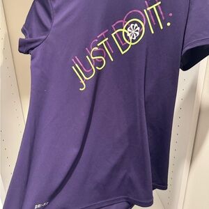 Nike Purple Short Sleeve Tee with Just Do It Slogan
